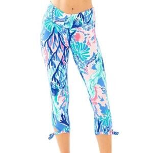 Lilly Pulitzer Luxletic Gemma Weekender Cropped Leggings Jet Stream Size XS
